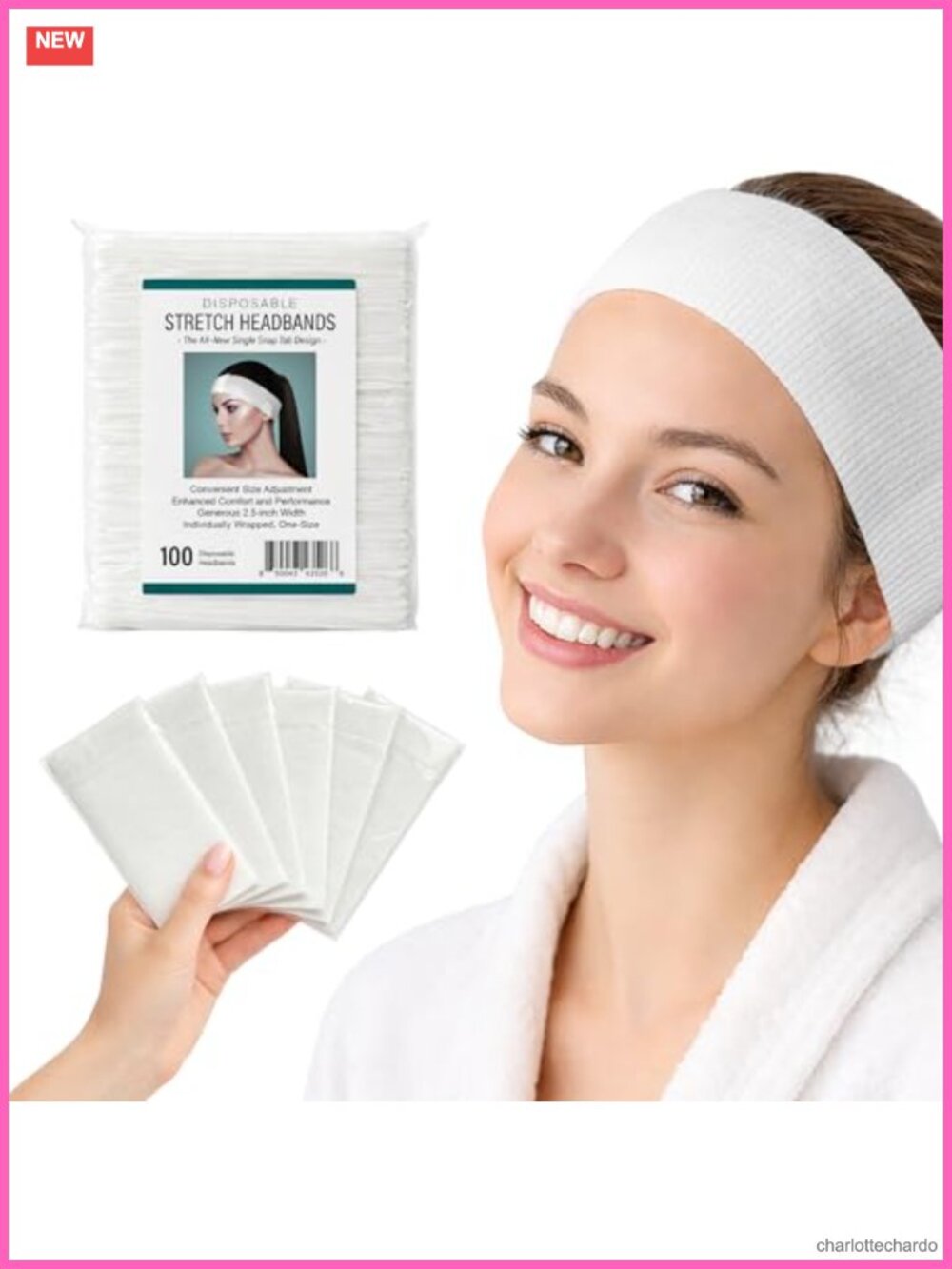 Disposable Facial Headbands Esthetician Stretch Nonwoven 100 Count